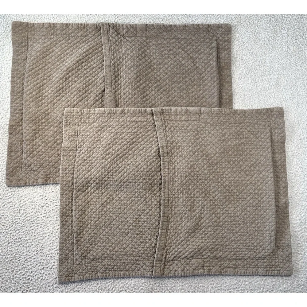 Restoration Hardware Diamond Matelasse Shams Standard Brown Heavyweight Quilted